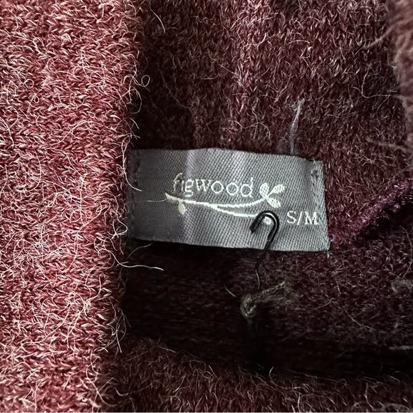 NWT FIGWOOD Cozy Turtleneck Cowl Neck Fuzzy Tunic Sweater Mini Dress Burgundy - Picture 2 of 7